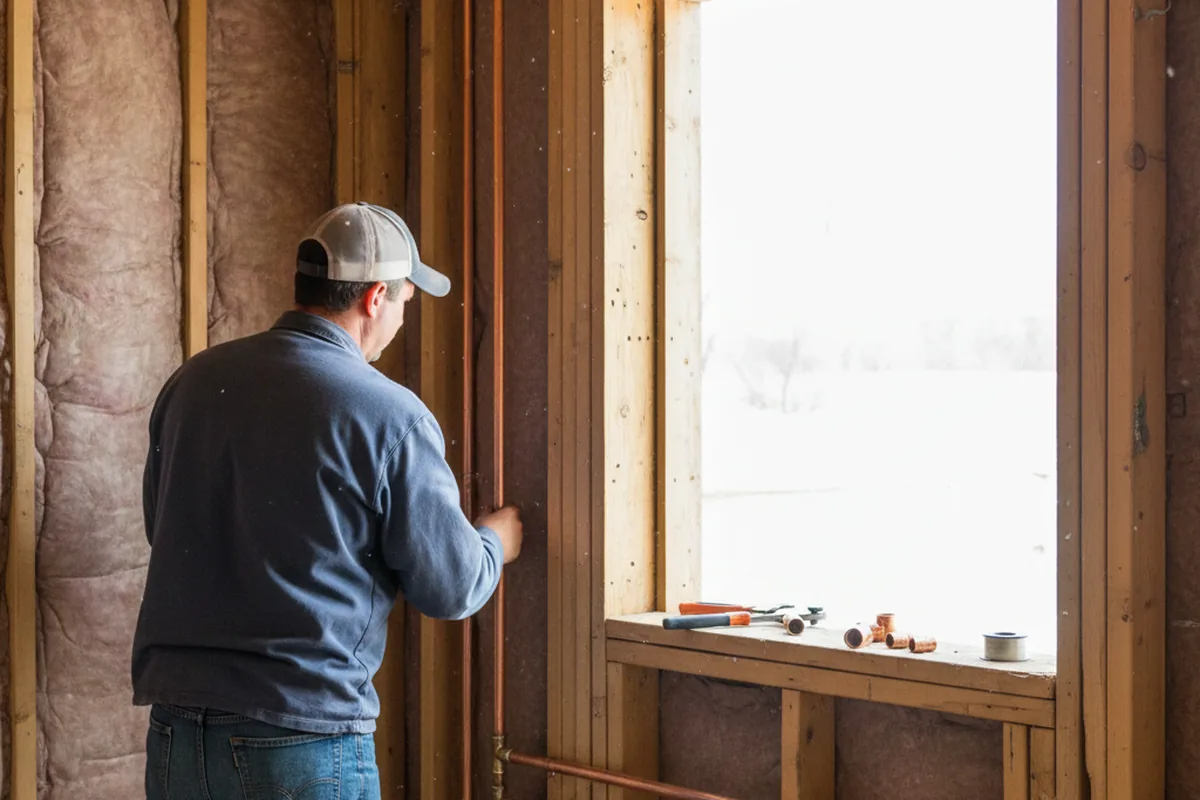 Licensed plumber running new copper supply lines in a Rimrock home